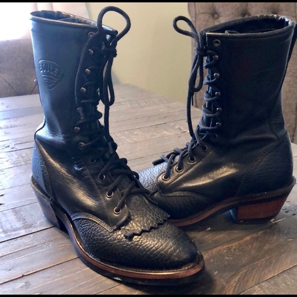Black Boulet lace up combat boots!! - Picture 2 of 4